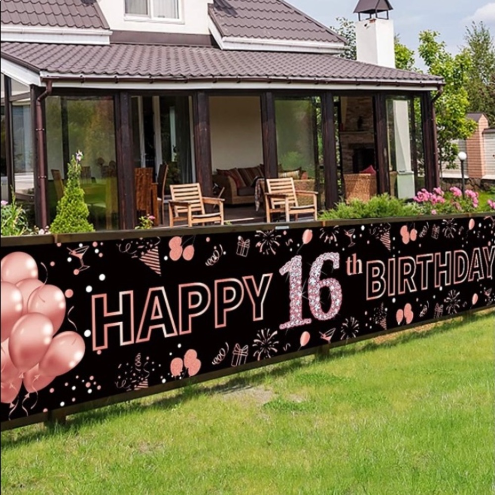 "Happy 16th Birthday" banner!!